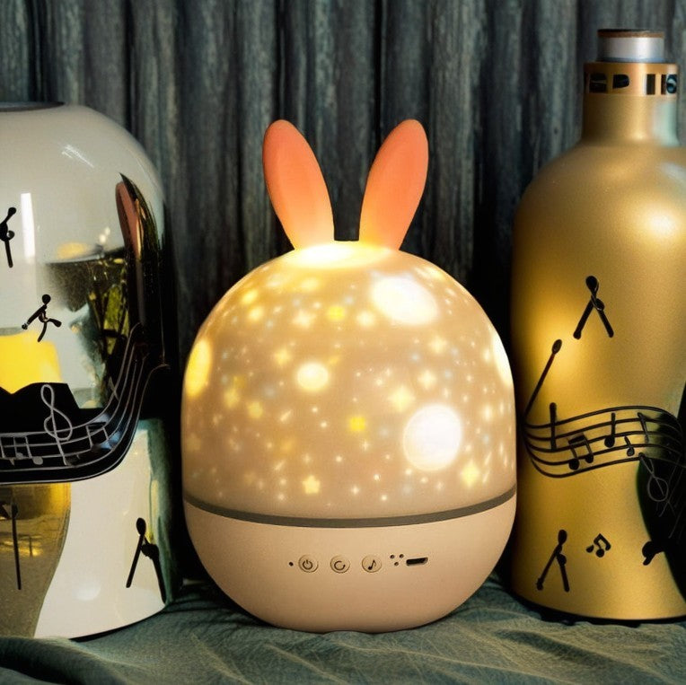 Lumendat Contemporary Creative Kids Projectable Round Rabbit Deer ABS LED Table Lamp For Bedroom Lumendat