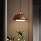 Nordic Minimalist Solid Wood Dome Glass Lampshade LED Pendant Light BulbSquare
