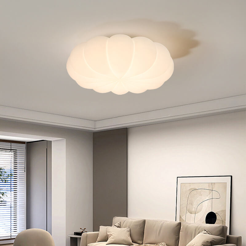 Contemporary Nordic Pe Shade Kid's Flowers LED Flush Mount Ceiling Light for Bedroom BulbSquare
