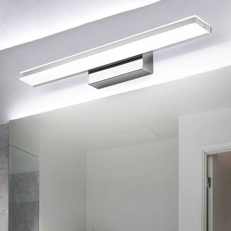 Modern Minimalist Rectangular Column Stainless Steel Anti-Fog Vanity Light LED Wall Sconce Lamp For Bathroom & Living Room