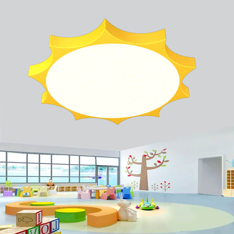 Lumendat Modern Children's Sun Iron Acrylic Frosted LED Flush Mount Ceiling Light Lumendat