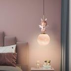 Lumendat Contemporary Nordic Kids Resin Glass Round Angel 1-Light Pendant Light For Bedside Lumendat