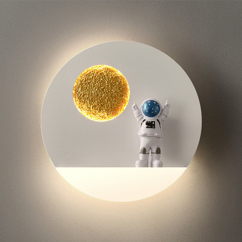 Lumendat Contemporary Creative Iron Resin Round Astronaut LED Wall Sconce Lamp For Bedroom Lumendat