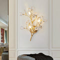 Modern Luxury Crystal Floral Branch Iron 3-Light Wall Sconce Lamp For Living Room