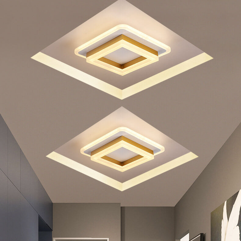 Nordic Simple Acrylic Square Circle Iron LED Flush Mount Ceiling Light BulbSquare