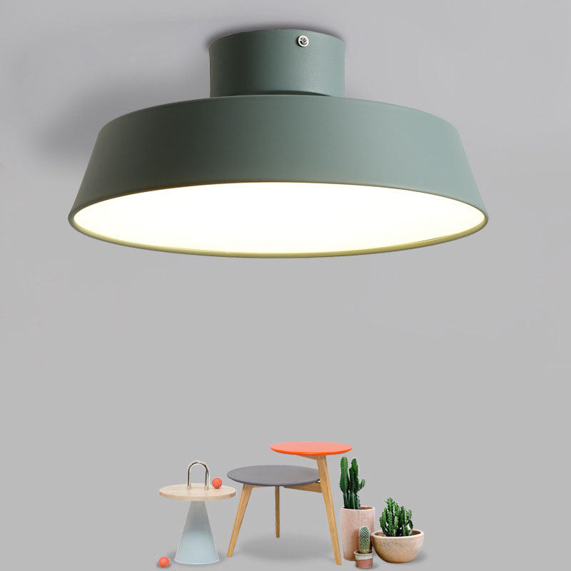 Nordic Minimalist Round Pot Iron LED Flush Mount Ceiling Light BulbSquare