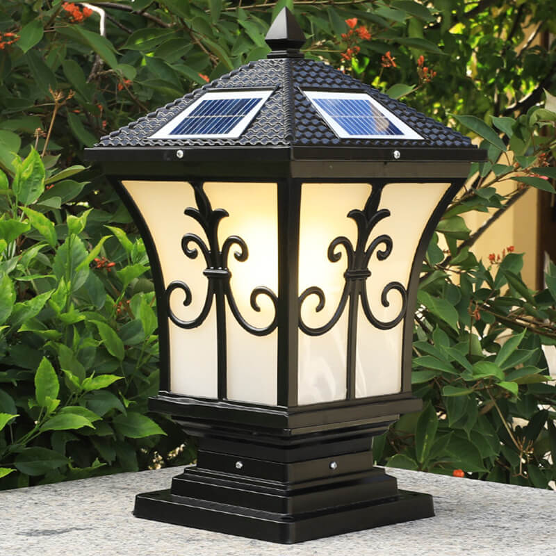 Modern Vintage Waterproof Patio Solar Outdoor Column Head Light Lumendat