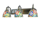 Tiffany Mediterranean Horn Stained Glass 3-Light Bathroom Vanity Mirror Front Wall Sconce Lamp Lumendat