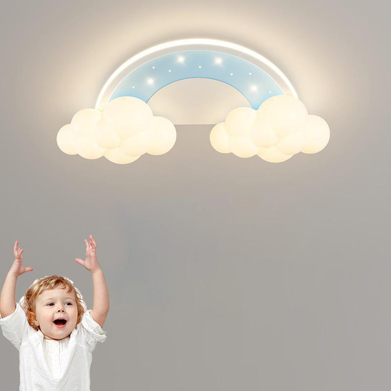 Lumendat Modern Art Deco Kids Iron PE Cloud Rainbow Semicircular Astronaut LED Flush Mount Ceiling Light For Bedroom Lumendat