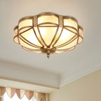 European Light Luxury Floral Copper Glass 3/4/6-Light Flush Mount Lighting