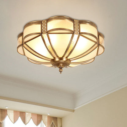 European Light Luxury Floral Copper Glass 3/4/6-Light Flush Mount Lighting