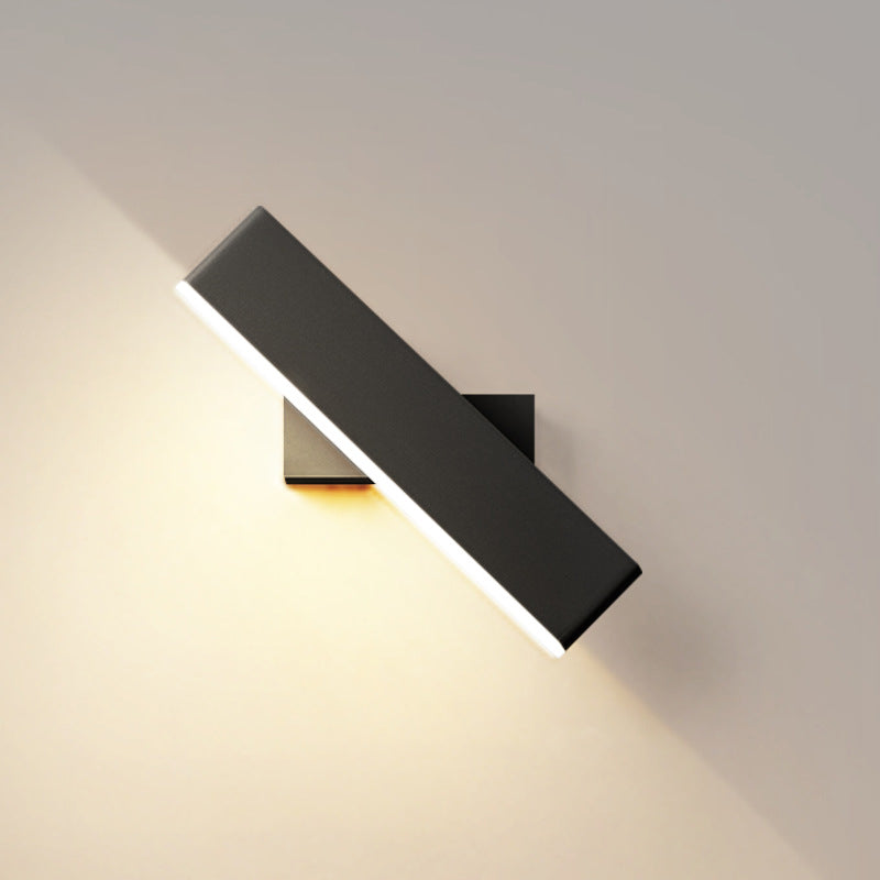 Modern Minimalist Rectangular Bar Aluminum Acrylic Rotatable LED Wall Sconce Lamp For Living Room Lumendat