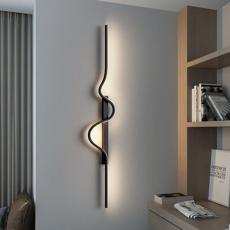 Modern Minimalist Aluminum Corrugated Strip Iron Frame LED Wall Sconce Lamp For Bedroom Lumendat