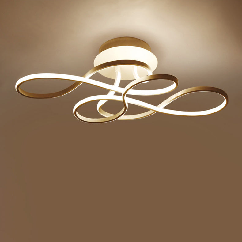Modern Transitional Irregular Strip Aluminum Acrylic LED Semi-Flush Mount Ceiling Light For Living Room Lumendat