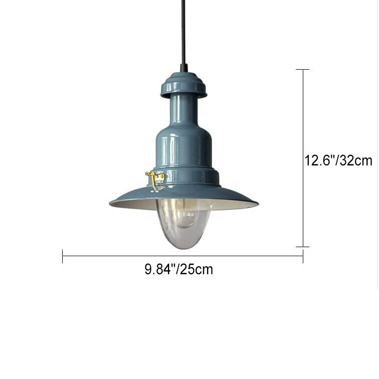 Scandinavian Industrial Iron Lacquered Round 1-light Pendant Light BulbSquare
