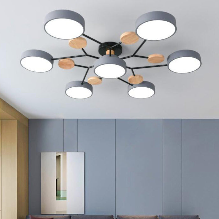 Contemporary Scandinavian Round Molecule Branch Design LED Semi-Flush Mount Ceiling Light For Living Room Lumendat