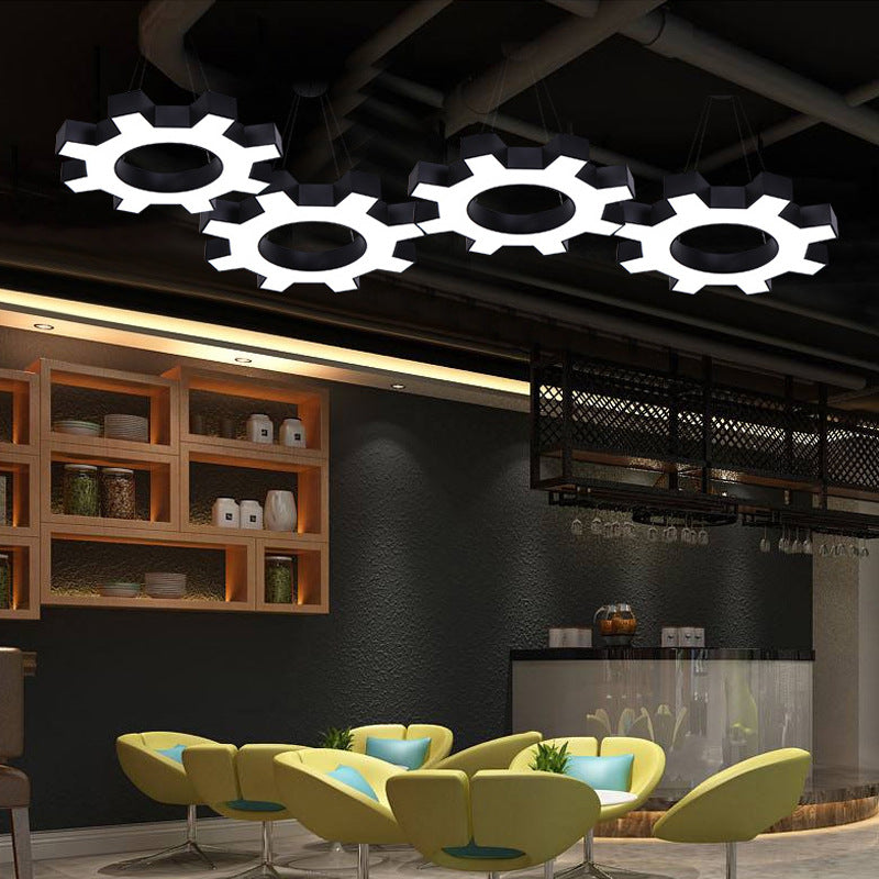 Contemporary Creative Iron Gear Acrylic Shade LED Pendant Light for Entertainment Room