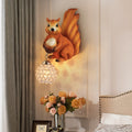Lumendat Traditional European Kids Squirrel Ball Crystal Resin 1-Light Wall Sconce Lamp For Bedside Lumendat