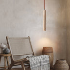 Japanese Wabi Sabi Yellow Travertine Cylinder 1-light Pendant Light BulbSquare
