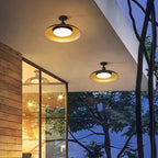Contemporary Scandinavian Carbonized Steel Round Waterproof 1-light Semi-flush Mount Ceiling Light for Outdoor Patio BulbSquare