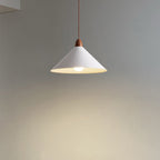 Modern Minimalist Cone Iron Solid Wood Grain 1-Light Pendant Light For Living Room