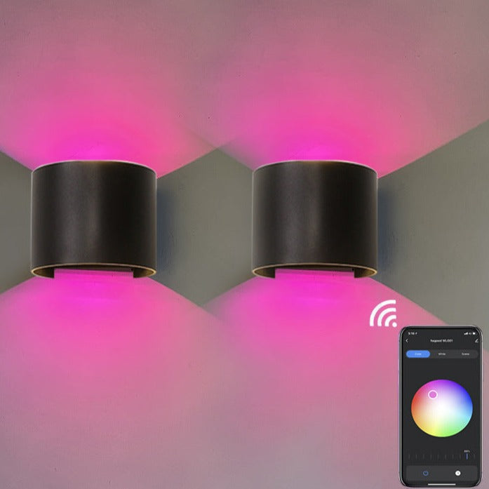 Simple Intelligent Cylindrical APP Dimming Waterproof LED Wall Sconce Lamp Lumendat