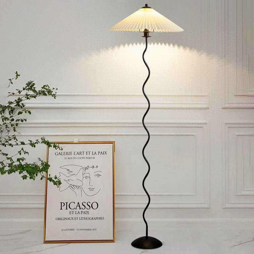 Vintage Fabric Pleated Shade 1-Light Standing Floor Lamp Lumendat
