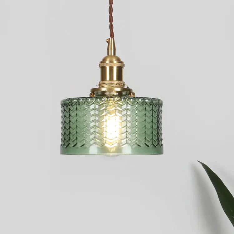 Japanese Vintage Brass Glass Round Jar 1-light Pendant Light modern luxury lighting fixture