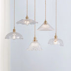 Nordic Vintage Clear Glass Flower Shape Brass 1-light Pendant Light modern luxury lighting fixture