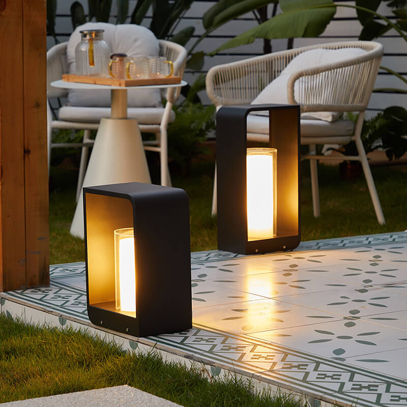 Modern Minimalist Square Frame Stainless Steel Acrylic LED Waterproof Lawn Landscape Light For Outdoor Patio Lumendat