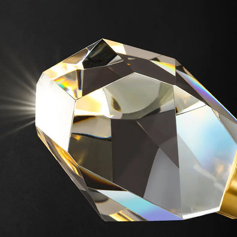 Modern Luxury Sparkling Crystal Stone Iron LED Pendant Light for Living Room BulbSquare