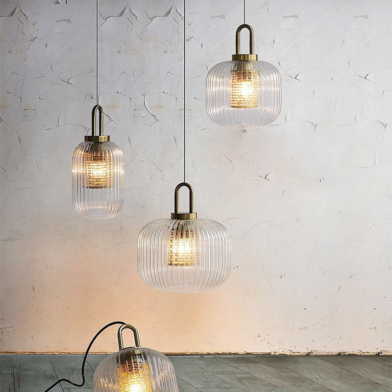Modern Luxury Lantern Iron Glass 1-light Pendant Light for Living Room