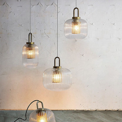 Modern Luxury Lantern Iron Glass 1-light Pendant Light for Living Room