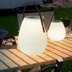 Modern Minimalist Solar Waterproof Leather PE Cylinder Striped Lantern Portable LED Landscape Lighting Outdoor Light For Outdoor Patio Lumendat