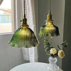 Nordic Modern Minimalist Flower Copper Walnut Glass 1-light Pendant Light Lumendat
