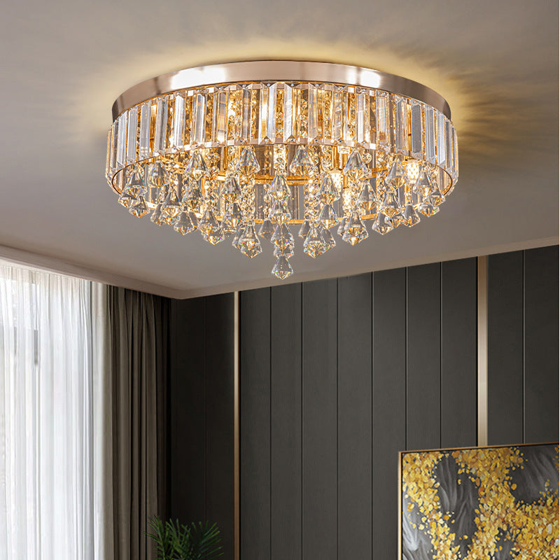 Modern Luxury Round Iron Crystal Beads 6/9-Light Flush Mount Ceiling Light For Living Room Lumendat