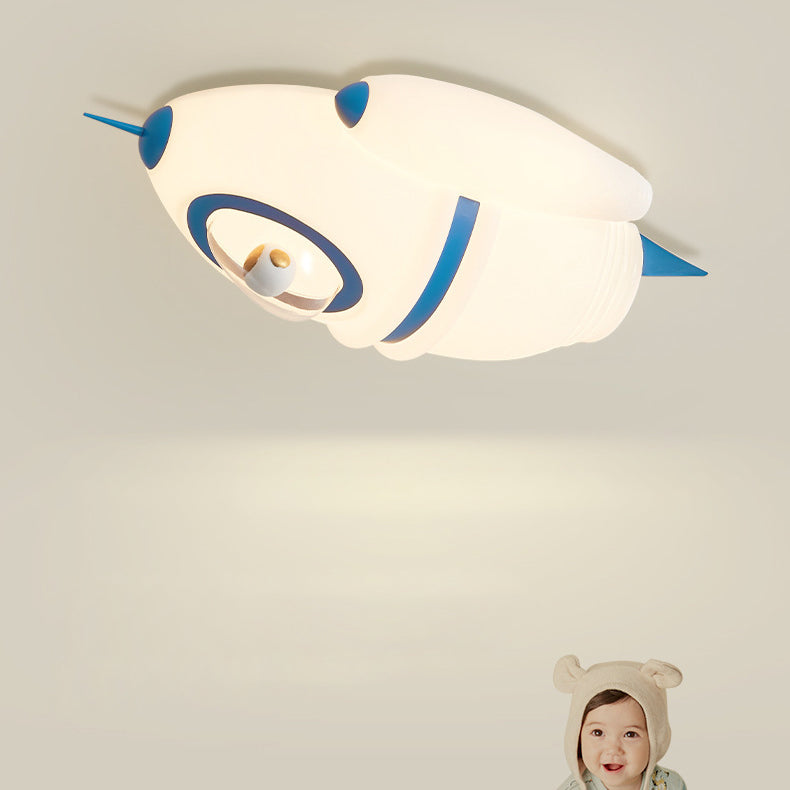 Lumendat Contemporary Creative Kids Rocket Iron Plastic LED Flush Mount Ceiling Light For Bedroom Lumendat