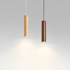 Modern Minimalist Rubberwood Cylinder Spotlight LED Pendant Light for Bedroom BulbSquare