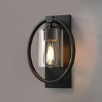 Industrial Retro Iron Circle Ring Glass Cylinder Shade 1-Light Wall Sconce Lamp Lumendat