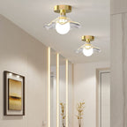 Modern Light Luxury Glass Flower Design Iron 1-light Semi-flush Mount Ceiling Light
