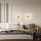 Modern Art Deco Wave Pattern Round Glass 1-Light Wall Sconce Lamp For Bedroom Lumendat
