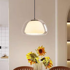 Contemporary Scandinavian Half Round Jelly Iron Glass 1-light Pendant Light for Bedroom