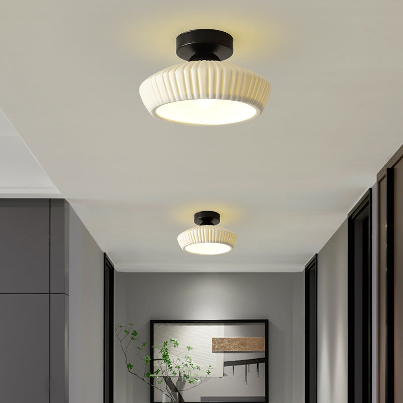 Modern Light Luxury Ceramic Disc 1-light Semi-flush Mount Lighting