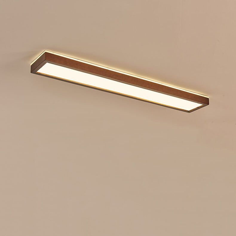 Japanese Minimalist Log Rectangular Walnut LED Flush Mount Ceiling Light BulbSquare