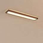 Japanese Minimalist Log Rectangular Walnut LED Flush Mount Ceiling Light BulbSquare