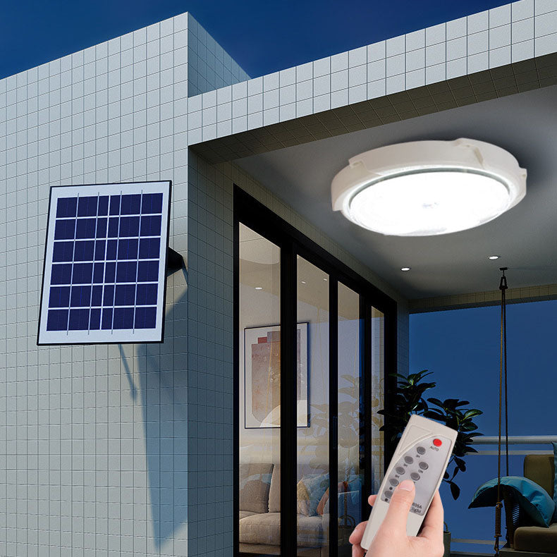 Modern Round Solar LED Remote Control Outdoor Indoor Flush Mount Lighting Lumendat