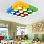 Contemporary Creative Building Block Square Iron LED Flush Mount Ceiling Light for Bedroom BulbSquare