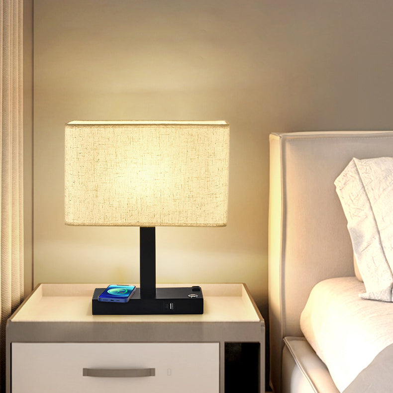 Modern Minimalist Rectangular Cloth Iron 1-Light Table Lamp For Living Room Lumendat