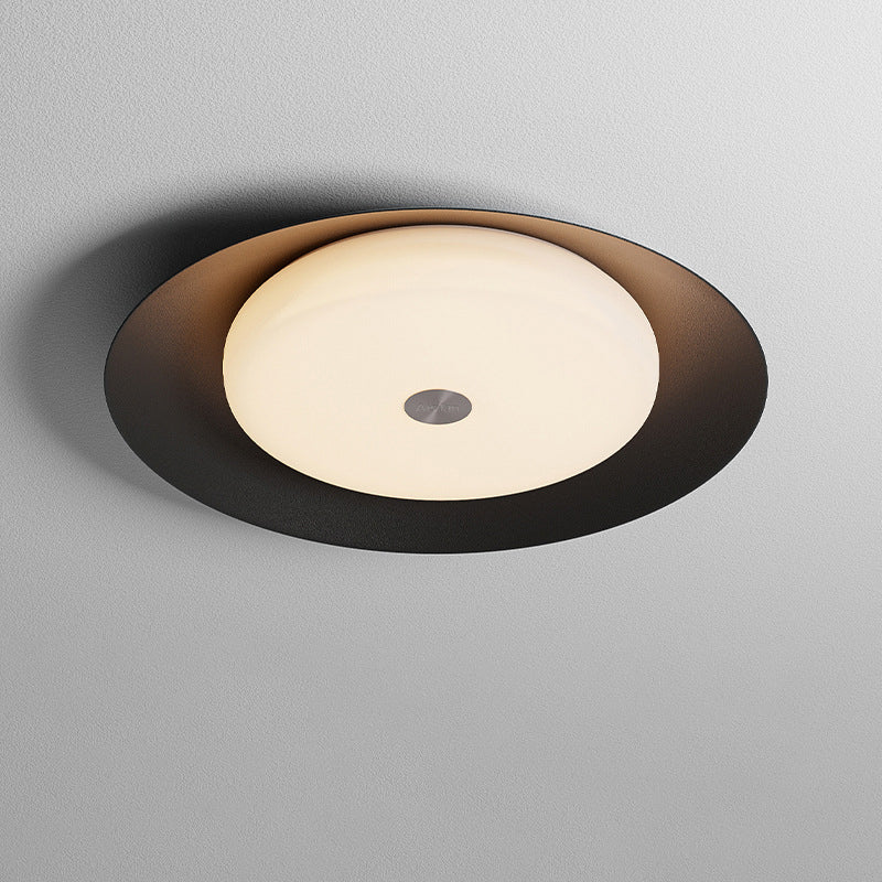 Contemporary Scandinavian Round Aluminum Acrylic Copper LED Semi-Flush Mount Ceiling Light For Living Room