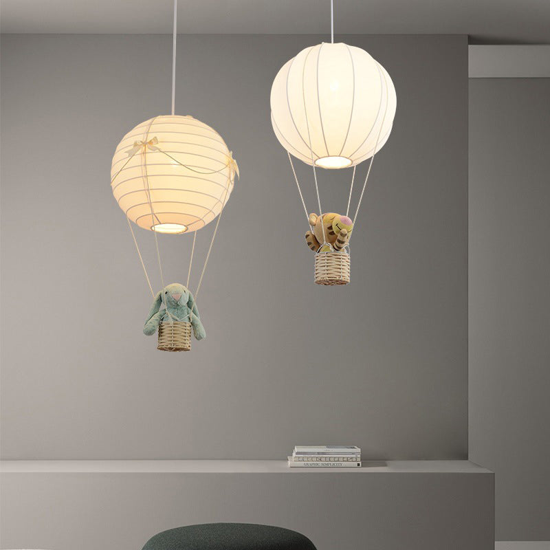 Lumendat Contemporary Creative Kids Hot Air Balloon Weaving Iron Fabric 1-Light Chandelier For Bedroom Lumendat